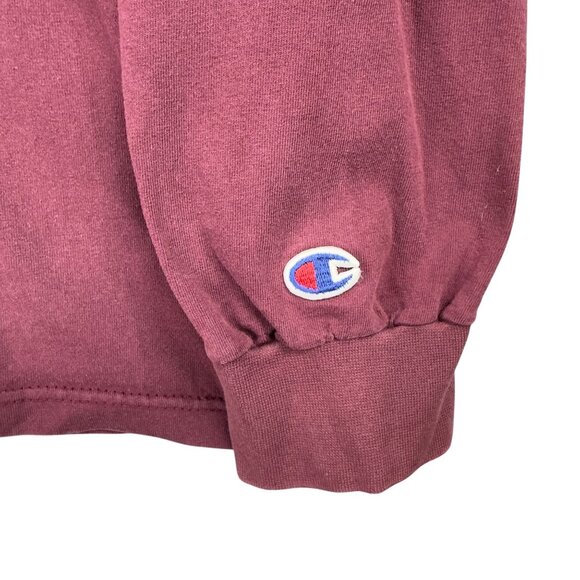 Vintage Champion Sweatshirt Men XXL Maroon Y2K Turtleneck Cotton Blend Pullover - Picture 4 of 10